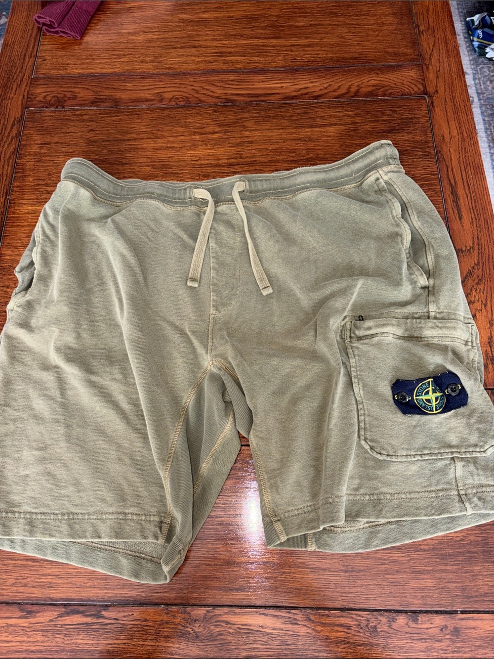 Stone Island Olive Green Cargo Short with Badge